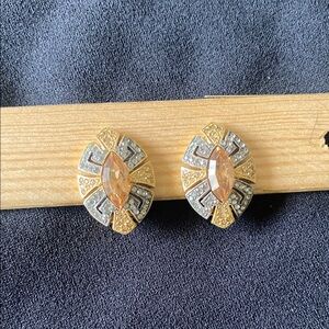Vintage Oscar de La Renta Gold and Silver Geometric Earrings